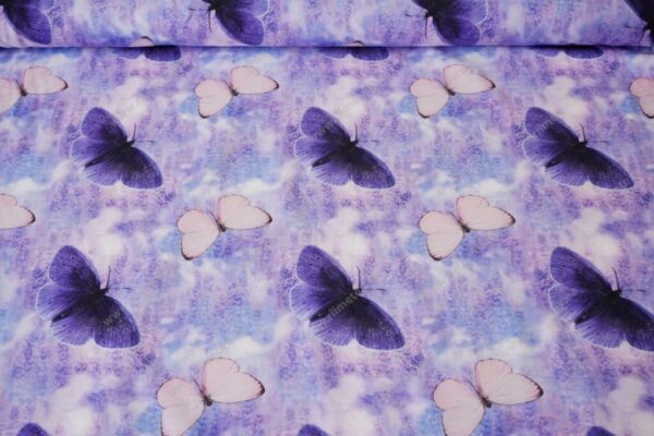 Dressikangas lavendel liblikatega/ French Terry