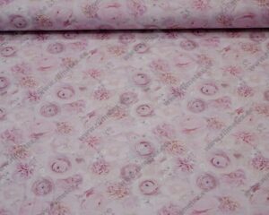 Bambusviskoosist trikotaaž, roosa õiemeri, Single Jersey 0,38m/tk