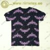 Puuvillatrikotaaž lillad ööliblikad mustal /Single Jersey/ - Image 6