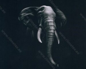 Õhuke dressikangas/ French Terry paneel elevant mustal