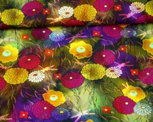 Trikotaažkangas värvilised lilled, Single Jersey ca 52X60cm/tk
