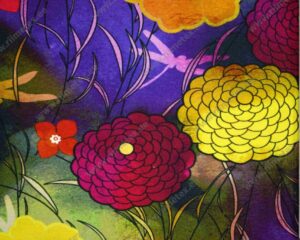 Trikotaažkangas värvilised lilled, Single Jersey