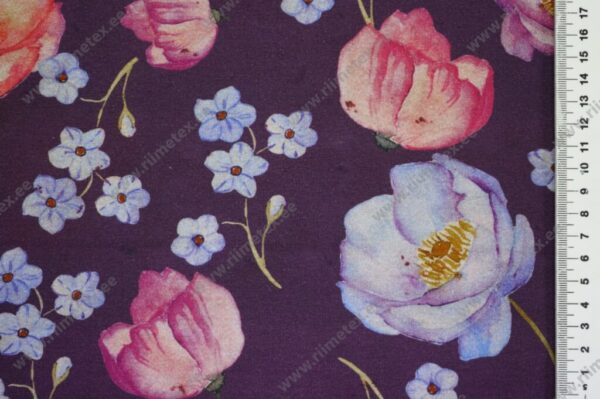 Trikotaažkangas akvarell-lilled lillal