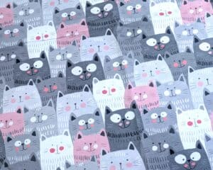 Dressikangas hallid/roosad kassid ("aasaline") / French Terry 0,63m tükk